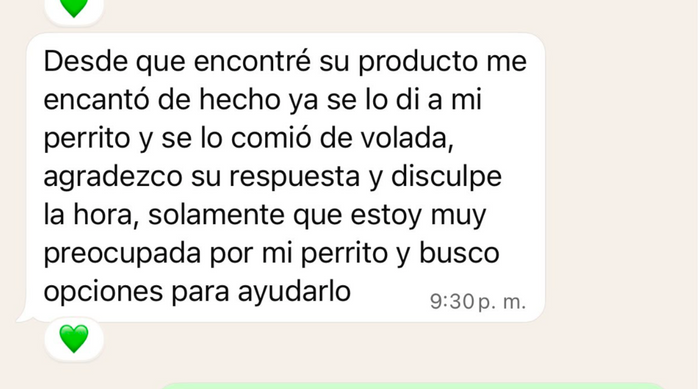 Mensaje real de un cliente