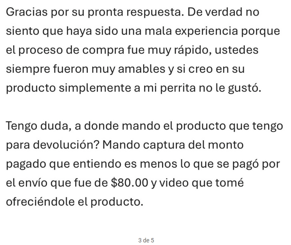 Conversación de devolución