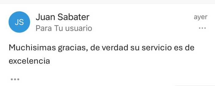 Mensaje real de un cliente